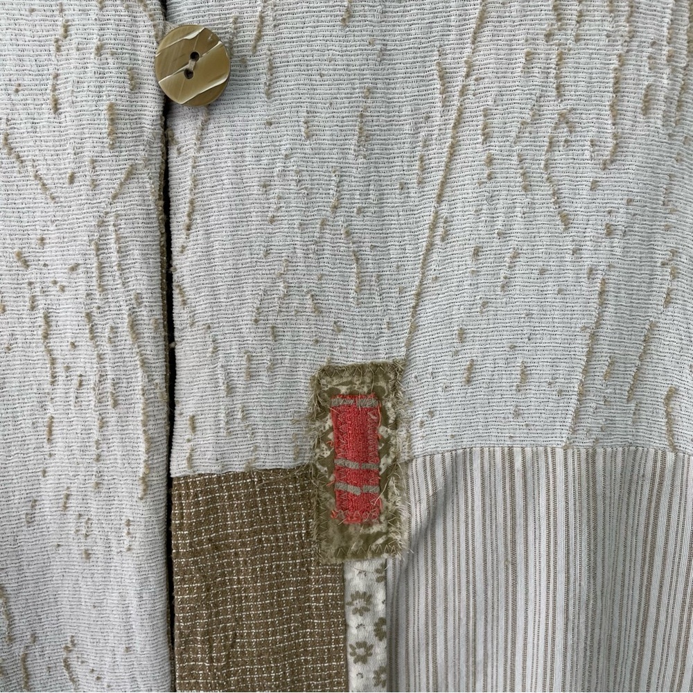 K.d. Spring | 90s Textured Linen Blend Patchwork Style Vest Top - Picture 6 of 8